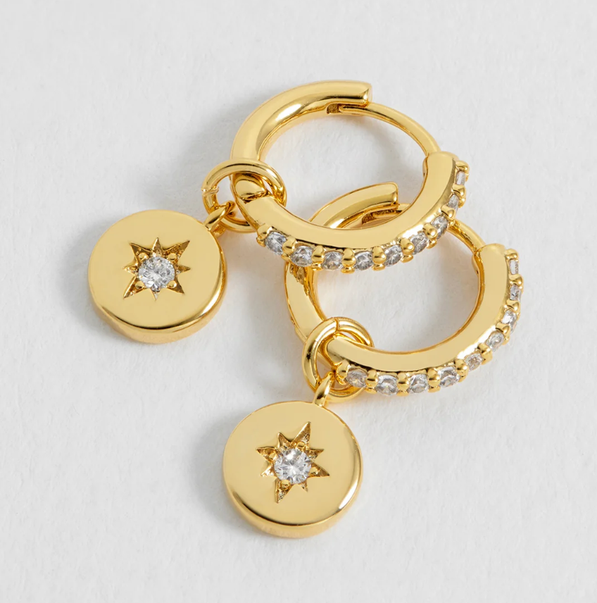 ESTELLA BARTLETT NORTH STAR COIN HOOP EARRINGS