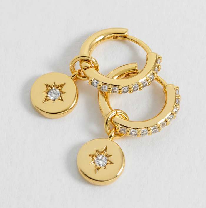 ESTELLA BARTLETT NORTH STAR COIN HOOP EARRINGS