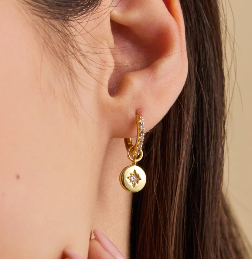 ESTELLA BARTLETT NORTH STAR COIN HOOP EARRINGS