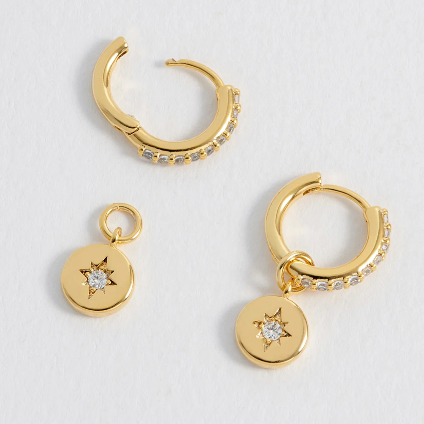 ESTELLA BARTLETT NORTH STAR COIN HOOP EARRINGS