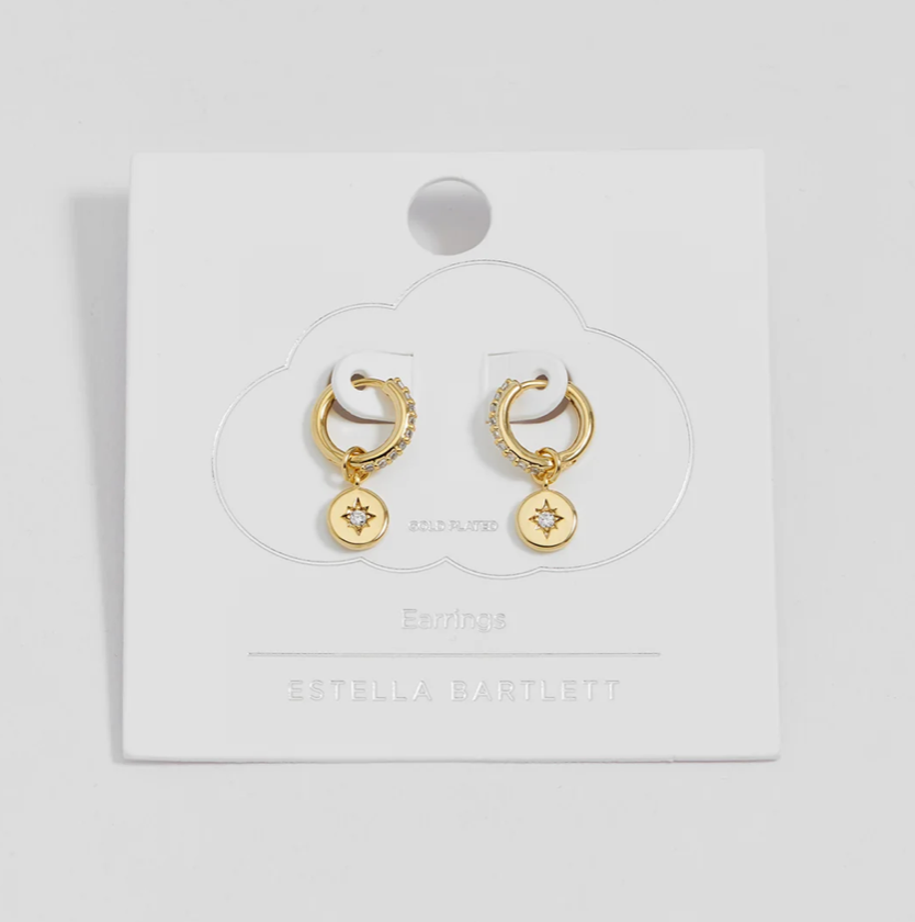ESTELLA BARTLETT NORTH STAR COIN HOOP EARRINGS