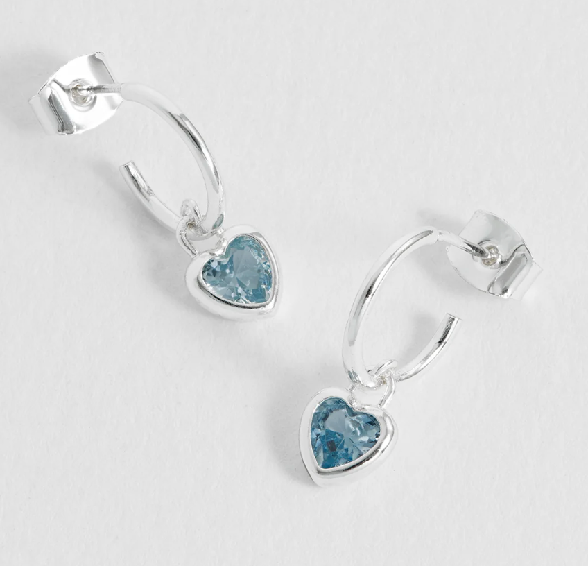 ESTELLA BARTLETT BLUE HEART PADLOCK HOOP EARRINGS
