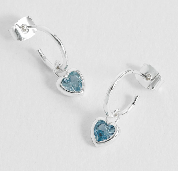 ESTELLA BARTLETT BLUE HEART PADLOCK HOOP EARRINGS