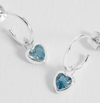 ESTELLA BARTLETT BLUE HEART PADLOCK HOOP EARRINGS