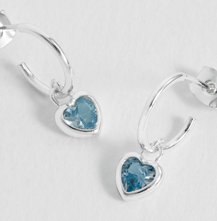 ESTELLA BARTLETT BLUE HEART PADLOCK HOOP EARRINGS