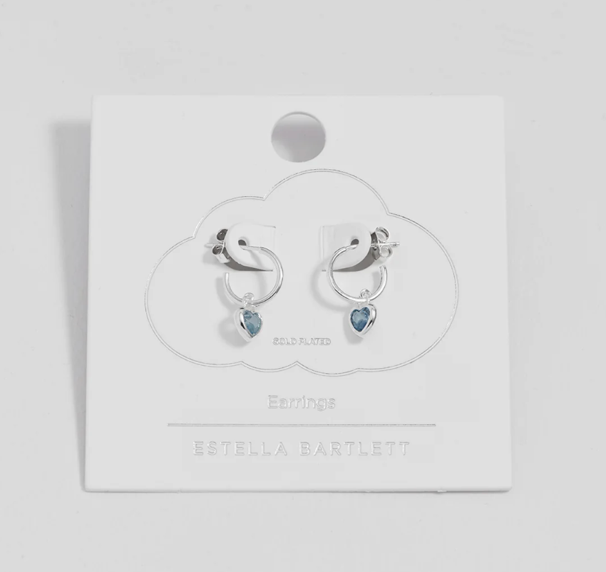ESTELLA BARTLETT BLUE HEART PADLOCK HOOP EARRINGS