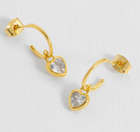 ESTELLA BARTLETT CZ HEART PADLOCK HOOP EARRINGS