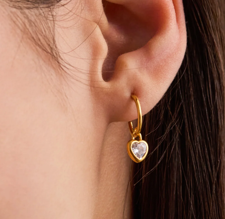 ESTELLA BARTLETT CZ HEART PADLOCK HOOP EARRINGS