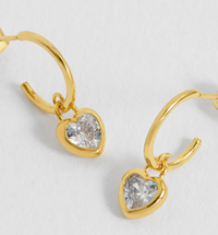 ESTELLA BARTLETT CZ HEART PADLOCK HOOP EARRINGS