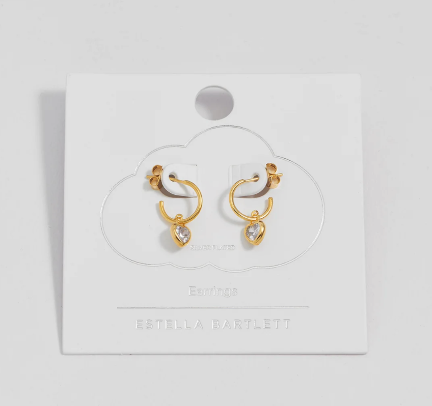 ESTELLA BARTLETT CZ HEART PADLOCK HOOP EARRINGS
