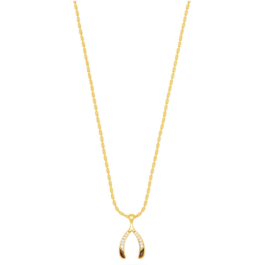 TALIS CHAINS WISHBONE PENDANT NECKLACE - TIGER'S EYE