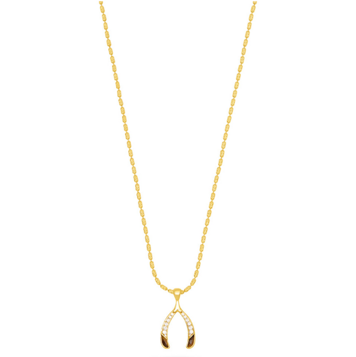 TALIS CHAINS WISHBONE PENDANT NECKLACE - TIGER'S EYE