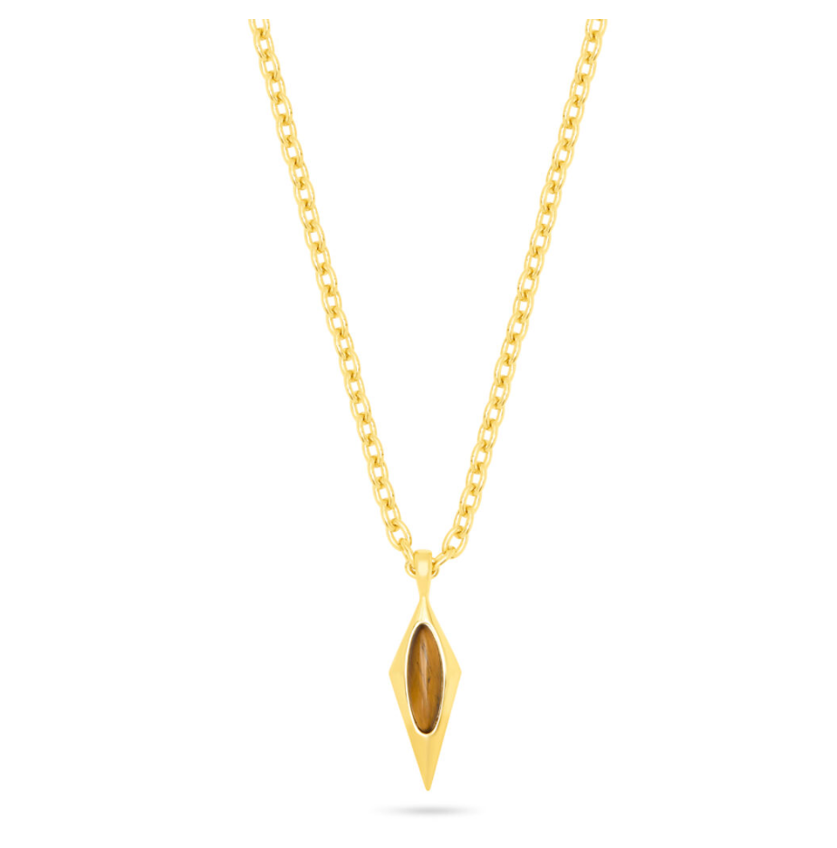TALIS CHAINS TIGER'S EYE OVAL KITE PENDANT NECKLACE