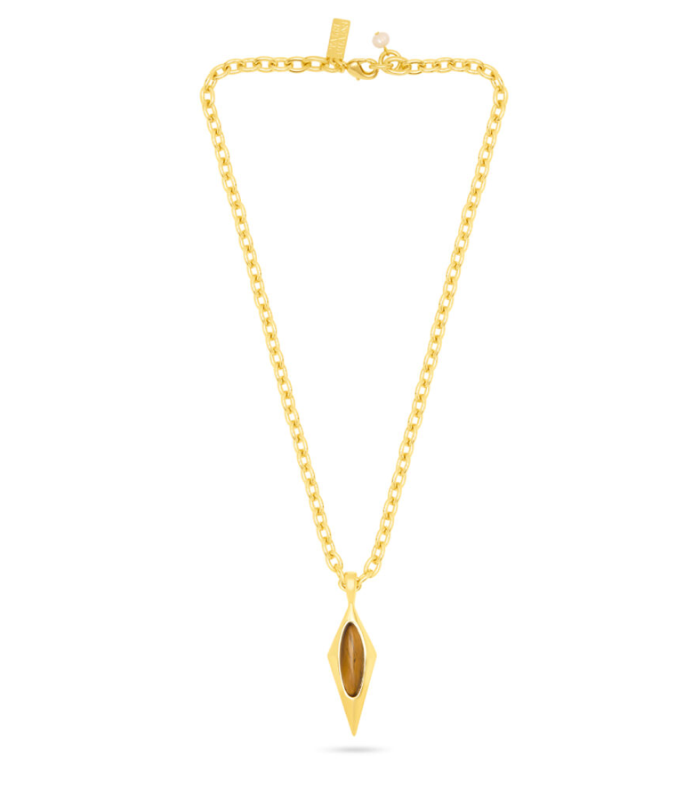 TALIS CHAINS TIGER'S EYE OVAL KITE PENDANT NECKLACE