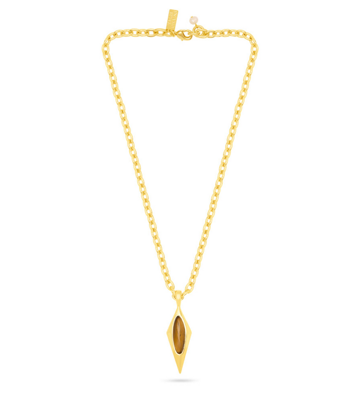TALIS CHAINS TIGER'S EYE OVAL KITE PENDANT NECKLACE