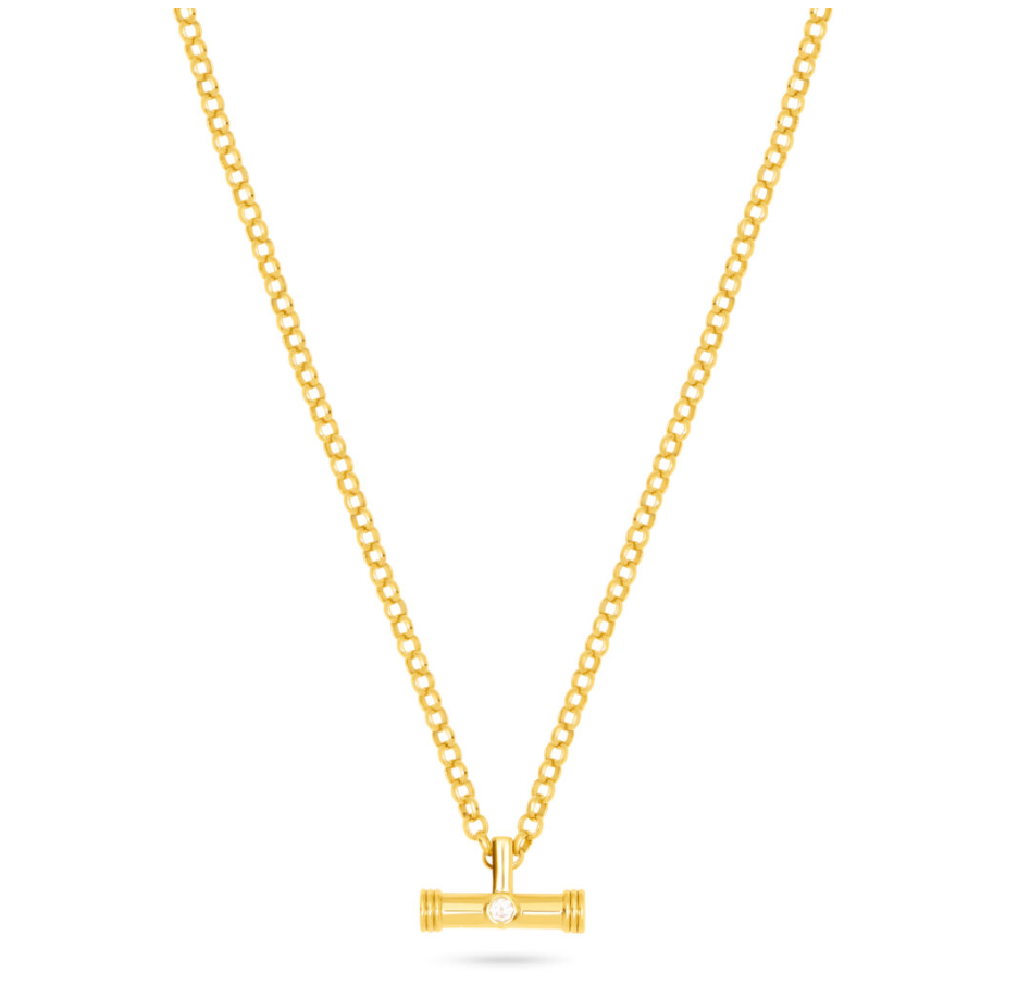TALIS CHAINS T-BAR PENDANT ON BELCHER CHAIN