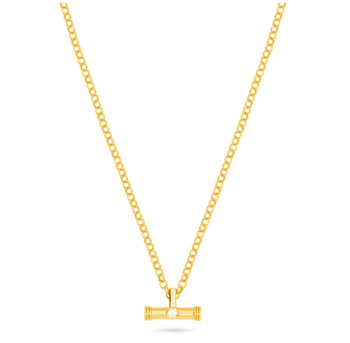 TALIS CHAINS T-BAR PENDANT ON BELCHER CHAIN
