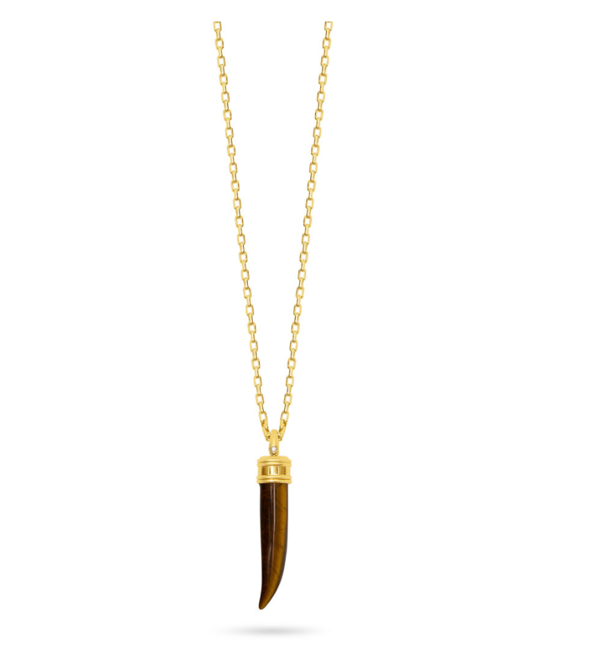 TALIS CHAINS TIGER'S EYE TUSK PENDANT NECKLACE