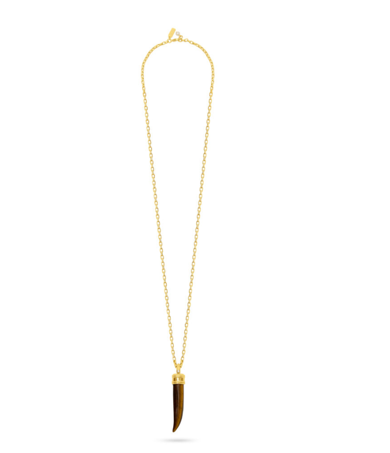 TALIS CHAINS TIGER'S EYE TUSK PENDANT NECKLACE