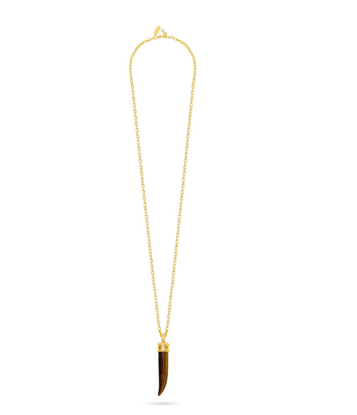 TALIS CHAINS TIGER'S EYE TUSK PENDANT NECKLACE