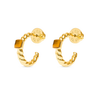 TALIS CHAINS EVERYDAY TWIST HOOP EARRINGS TIGER'S EYE
