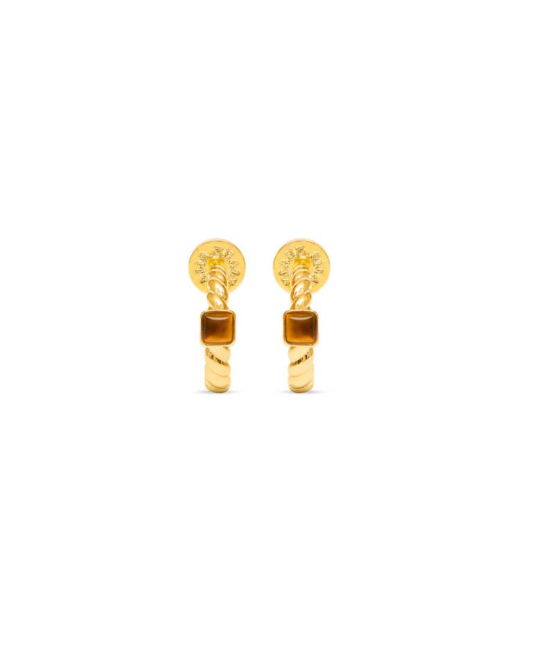 TALIS CHAINS EVERYDAY TWIST HOOP EARRINGS TIGER'S EYE