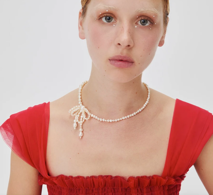 MARGAUX STUDIOS DOUBLE BOW PEARL NECKLACE