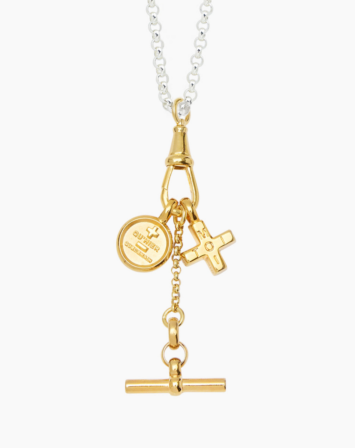 TILLY SVEAAS MIXED METAL MOI + TOI CLUSTER ON BELCHER CLIPT NECKLACE
