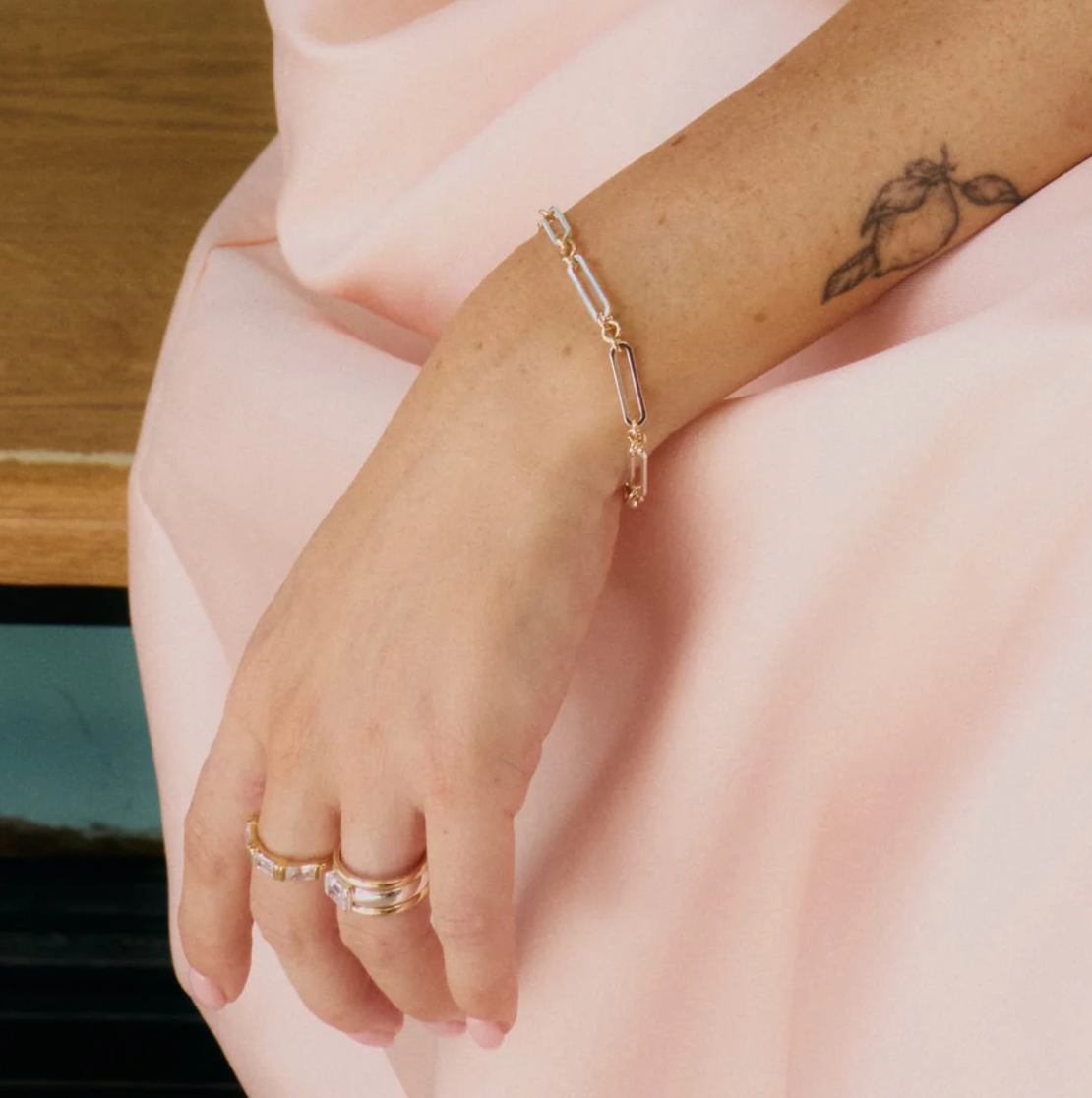 DAISY LONDON X POLLY NEWMAN MIXED METAL PAPERCLIP CHAIN BRACELET