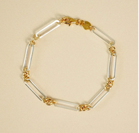 DAISY LONDON X POLLY NEWMAN MIXED METAL PAPERCLIP CHAIN BRACELET