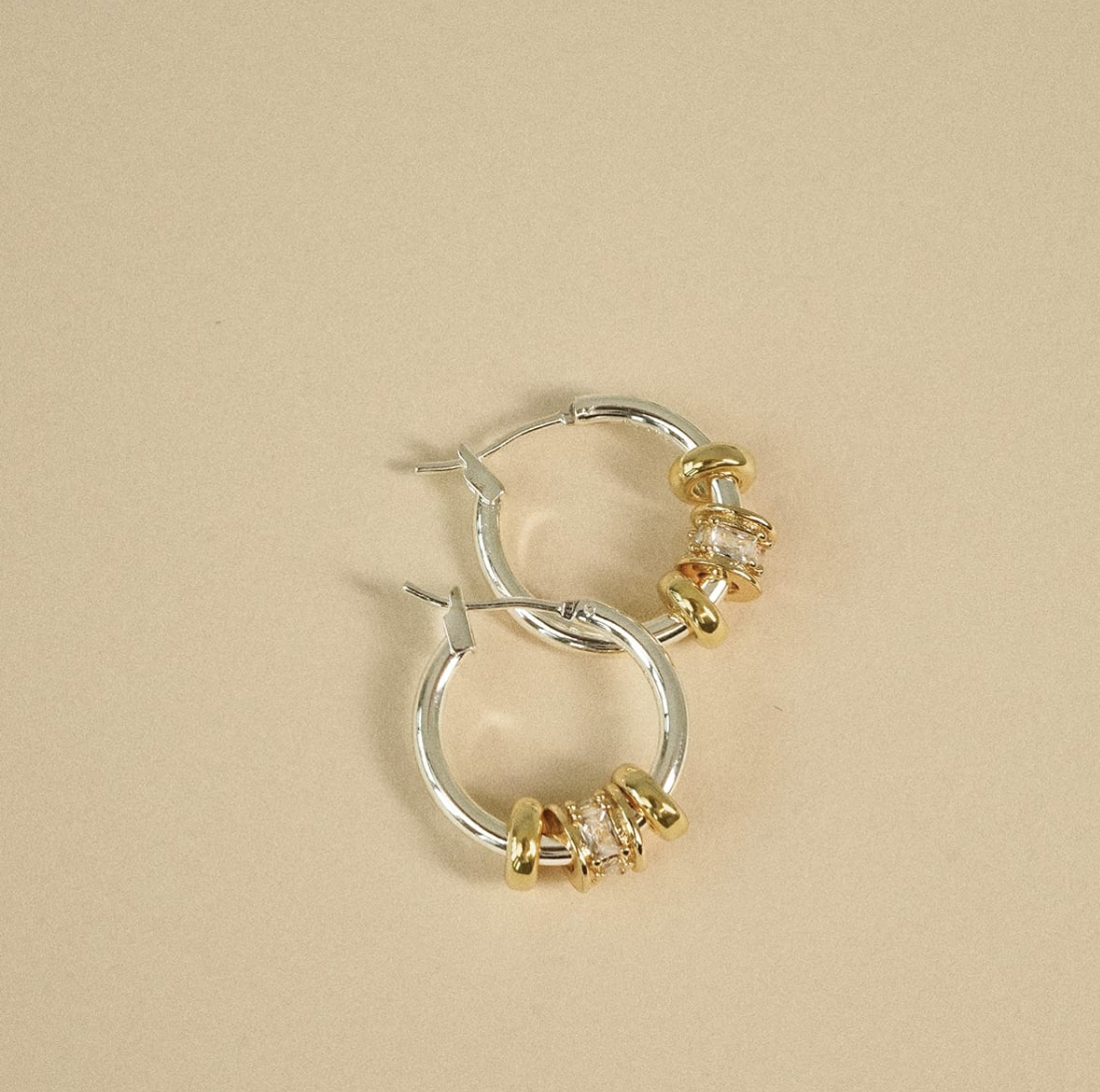 DAISY LONDON X POLLY NEWMAN CRYSTAL BEAD HOOP EARRINGS