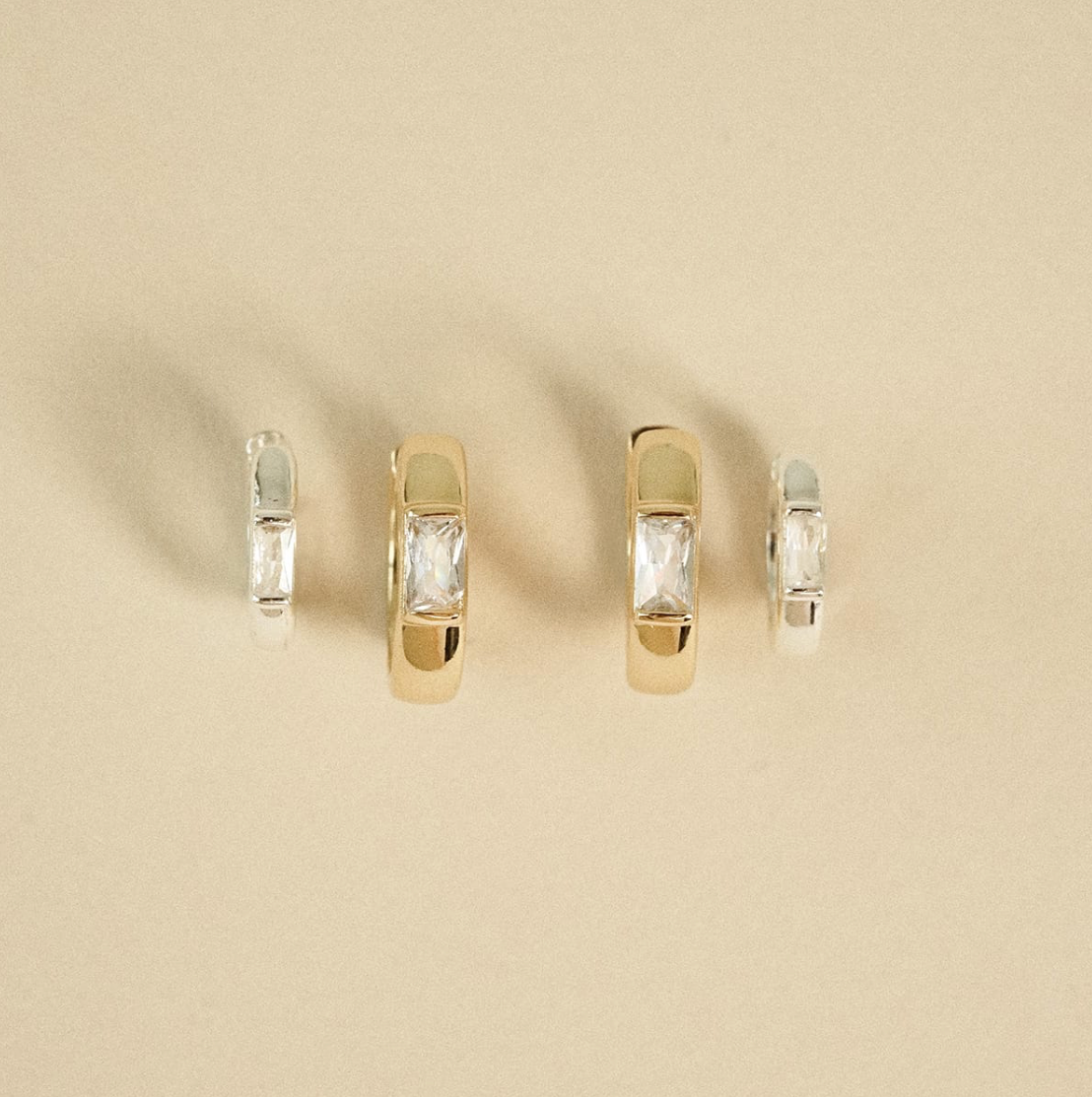 DAISY LONDON X POLLY NEWMAN MIXED METAL HUGGIE EARRING STACK HOOP EARRINGS
