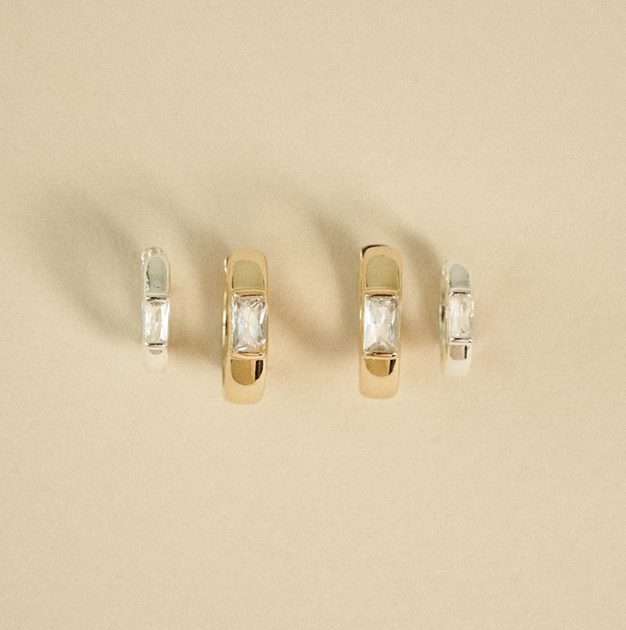 DAISY LONDON X POLLY NEWMAN MIXED METAL HUGGIE EARRING STACK HOOP EARRINGS