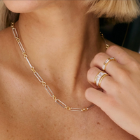DAISY LONDON X POLLY NEWMAN MIXED METAL PAPERCLIP CHAIN NECKLACE