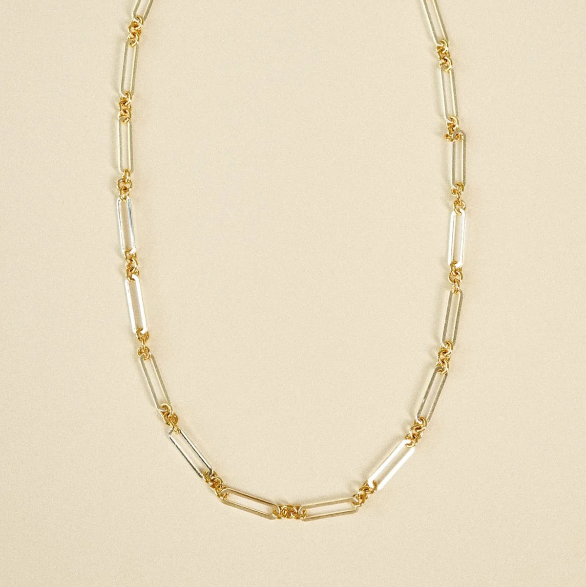 DAISY LONDON X POLLY NEWMAN MIXED METAL PAPERCLIP CHAIN NECKLACE
