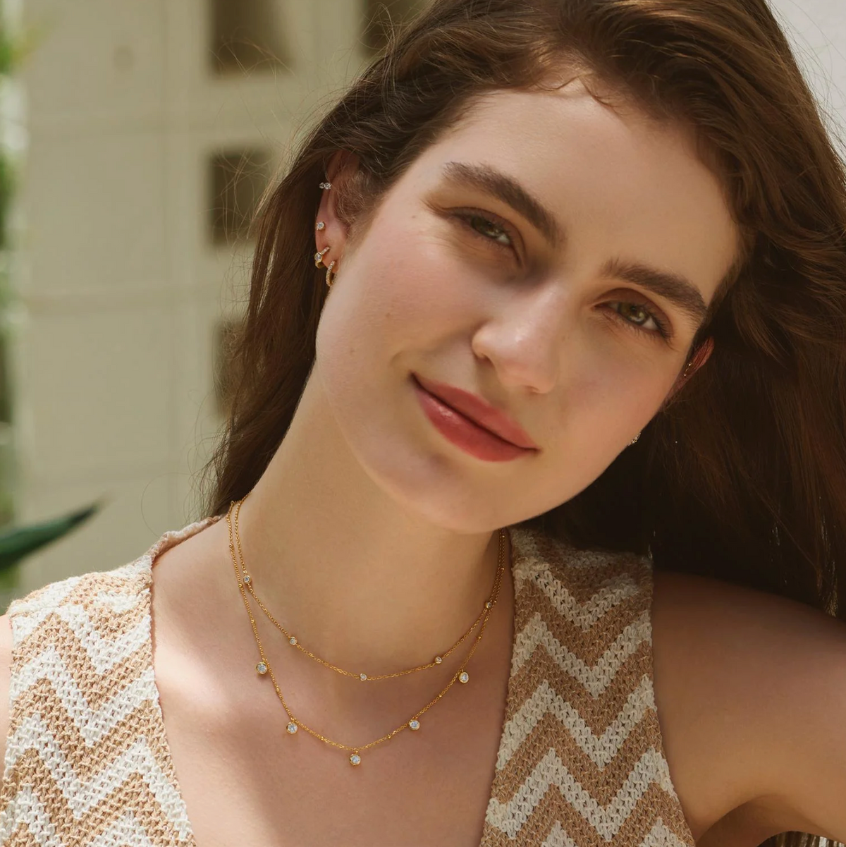ANIA HAIE GOLD CLASSIC BEZEL-SET STATION NECKLACE