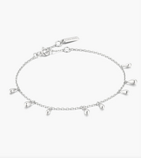 ANIA HAIE SILVER POLISHED TEARDROP DANGLE STATION BRACELET