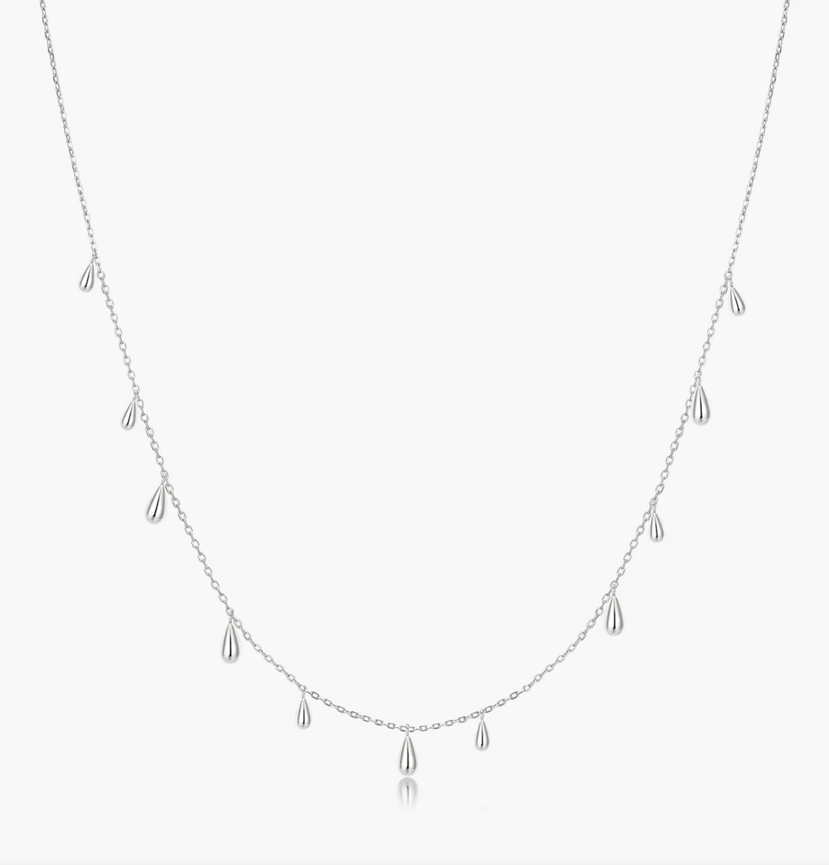 ANIA HAIE SILVER POLISHED TEARDROP DANGLE STATION NECKLACE