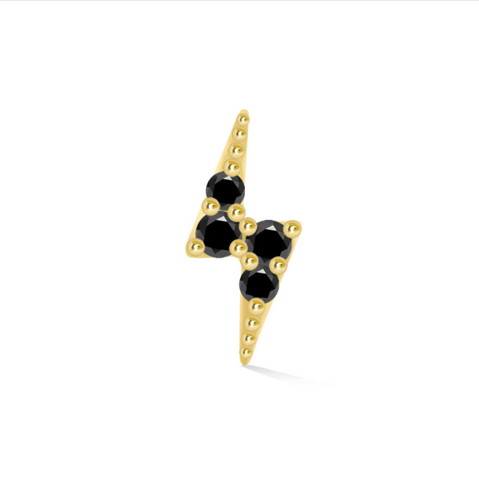 NINA WYNN BLACK DIAMOND LIGHTNING BOLT PIERCING JEWELLERY 14K GOLD