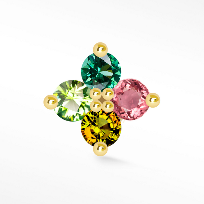 NINA WYNN CLOVER WITH TOURMALINE / EMERALD  14K GOLD