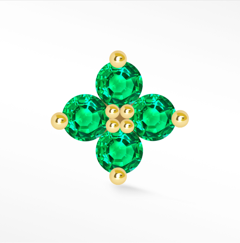 NINA WYNN CLOVER WITH TOURMALINE / EMERALD  14K GOLD