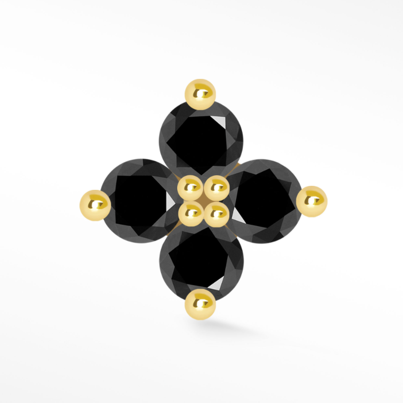 NINA WYNN BLACK DIAMOND CLOVER 14K GOLD
