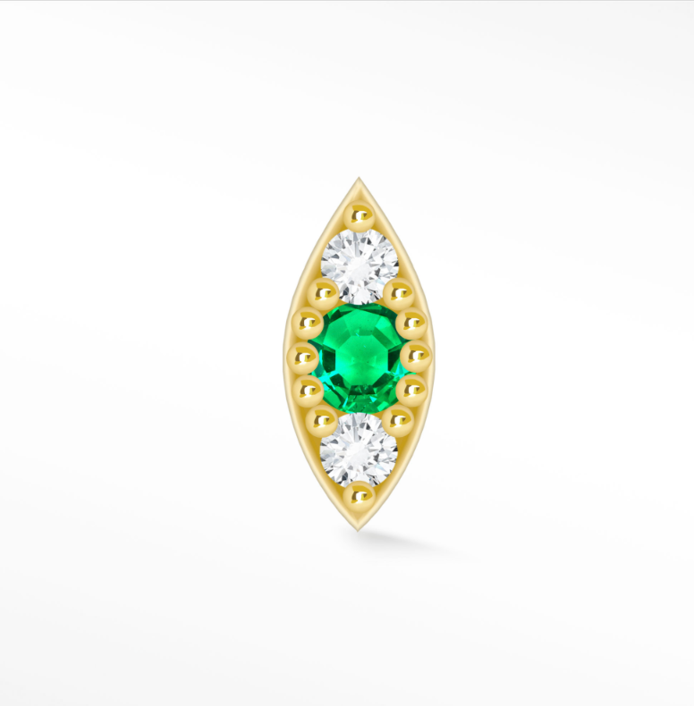 NINA WYNN DIAMOND AND EMERALD EVIL EYE 14K GOLD