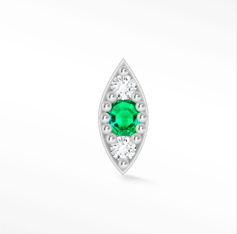 NINA WYNN DIAMOND AND EMERALD EVIL EYE 14K GOLD