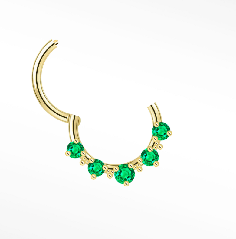NINA WYNN DIVINE DIAMOND / EMERALD CLICKER 14K GOLD