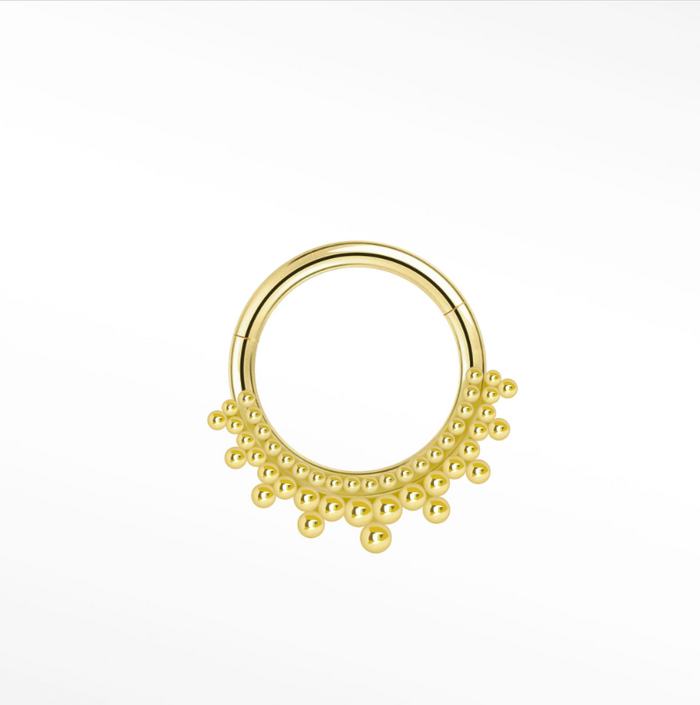 NINA WYNN BEADED CLUSTER CLICKER RING 14K GOLD