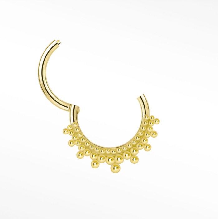 NINA WYNN BEADED CLUSTER CLICKER RING 14K GOLD