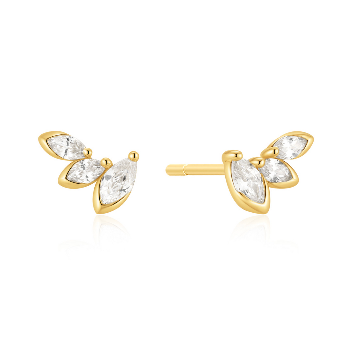 ANIA HAIE HALF-BEZEL TRIPLE MARQUISE STUD EARRINGS