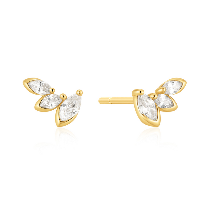 ANIA HAIE HALF-BEZEL TRIPLE MARQUISE STUD EARRINGS