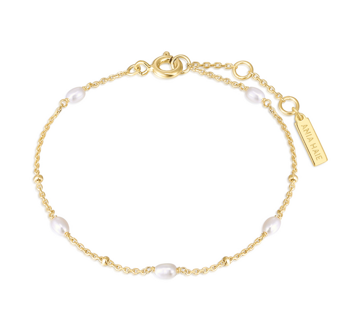 ANIA HAIE ALTERNATING PEARL & BEAD STATION BRACELET